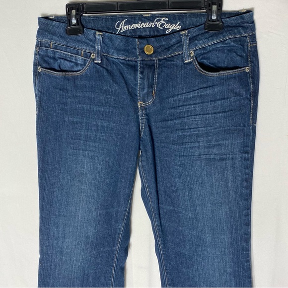 Vintage Y2K American Eagle Outfitters Dark Wash Low Rise Real Flare 8 Long - Picture 9 of 15